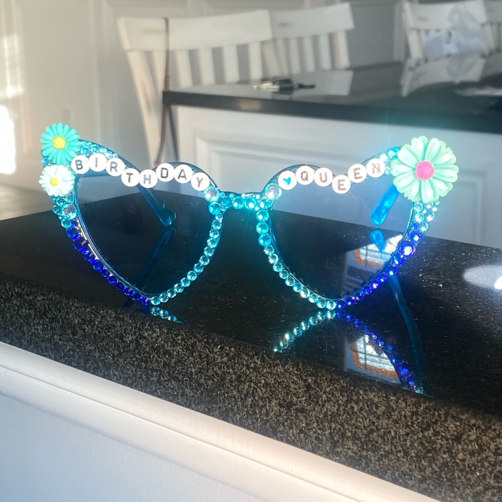 Handmade by me Birthday Queen Heart Sunglasses